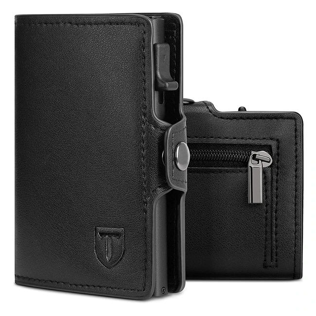 Teehon Herren Geldbörse Slim Wallet mit RFID-Schutz, Kartenhalter und Münzfach, Schwarz