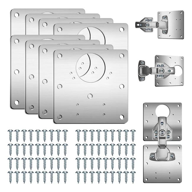 Stainless Steel Hinge Repair Plate - 8pcs with Customized Screws - Kitchen Cupbo