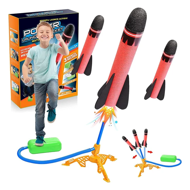 Lanciarazzi Eucoco Air Rocket con 3 razzi in schiuma - Giocattolo per bambini da 3 a 12 anni