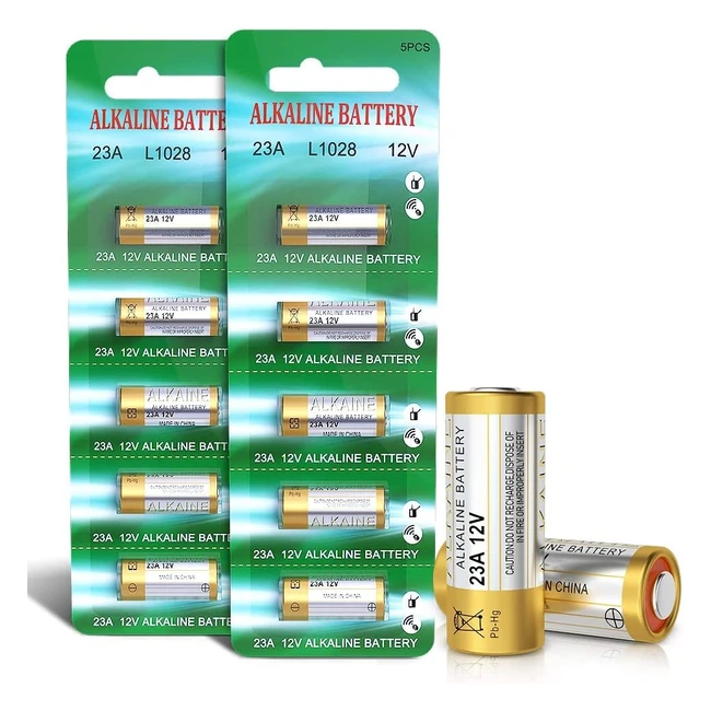 10-Pack High-Quality A23 12V Alkaline Batteries - Long Service Life  Stable Vol
