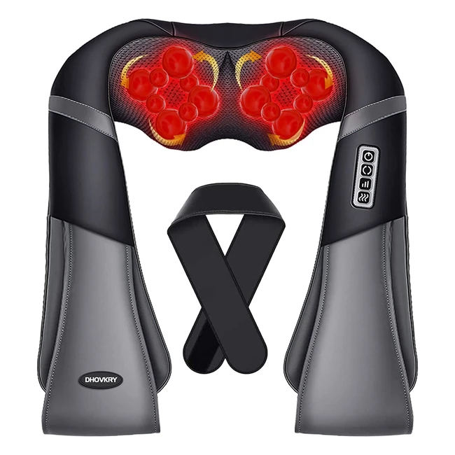 Masseur cervical shiatsu Takrink avec 18 nuds de massage en 3D, chauffage, vitesse et direction réglables - Matériaux en cuir