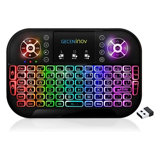 Teclado inalámbrico retroiluminado RGB Gecen - Controlador recargable 2.4G para PC, portátiles y Smart TV