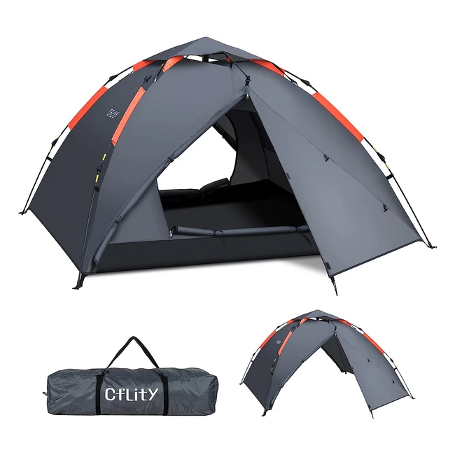 Tenda da campeggio pop-up leggera 3 persone impermeabile per 4 stagioni con port