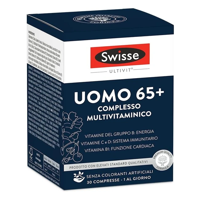 Swisse Uomo 65 - Complesso Multivitaminico con 30 Compresse - Funzione Cerebrale, Cardiaca, Immunitaria e Metabolismo Energetico