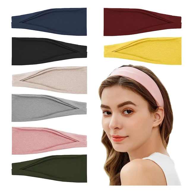 8 Pack Stretchy Headbands for Women - No Slip Soft  Elastic Hair Accessories f