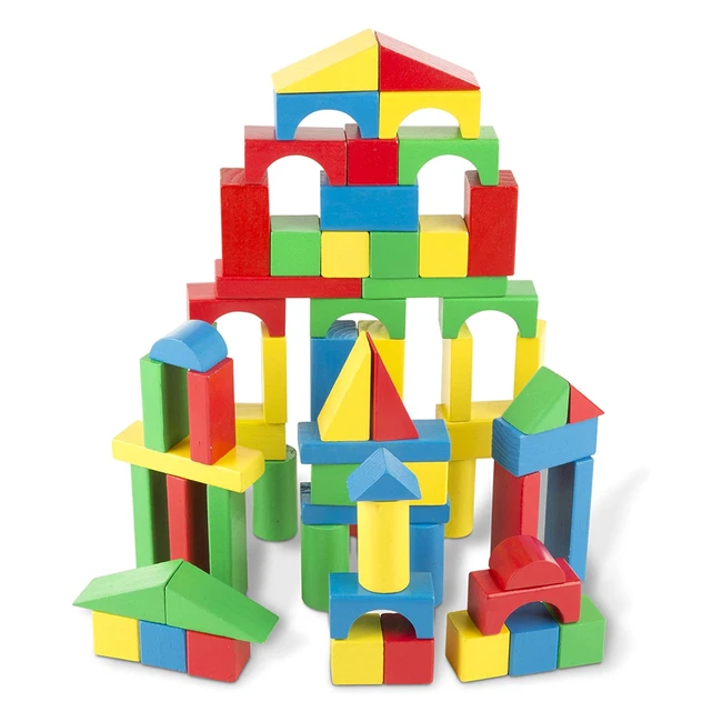 Coffret Bloc en Bois 100 pièces Melissa & Doug - Jeu créatif pour apprendre et s'amuser