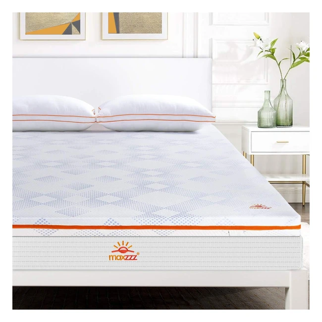 Topper Maxzzz Viscoelástico Gel 90x190x75cm - Funda Hipoalergénica - Diseño Ventilado - Alivio de Presión