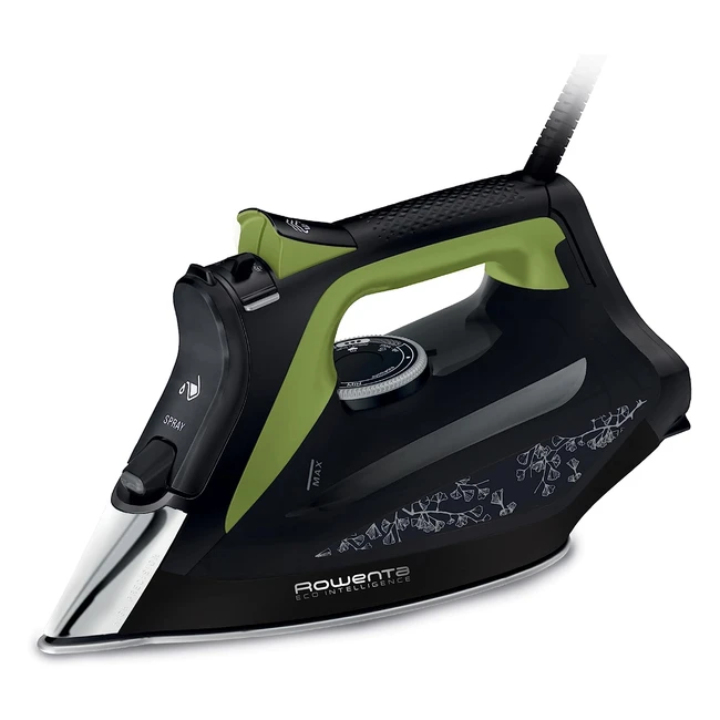 Plancha de Vapor Rowenta Eco Intelligence DW6330D1 - Potencia 2500W - Distribución óptima del vapor - Negro/Verde