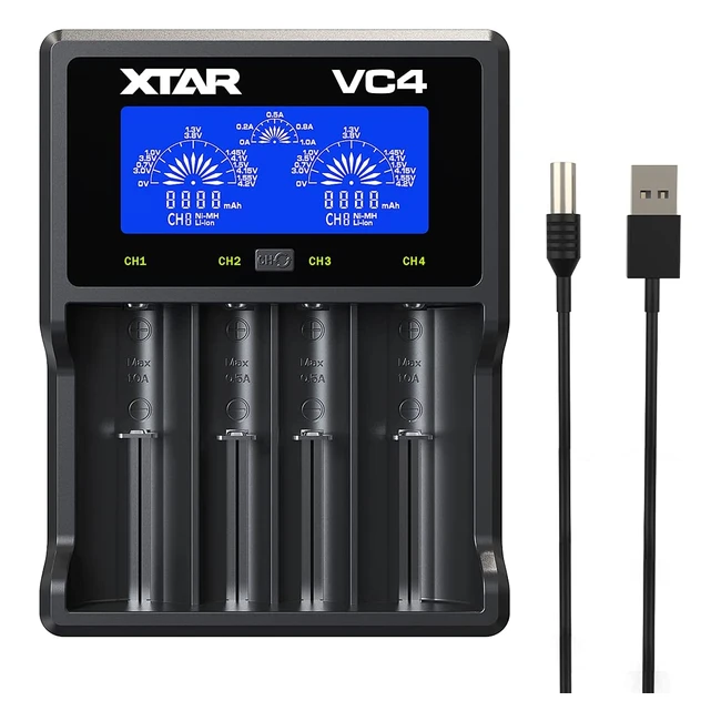 Chargeur XTAR USB 4 baies pour batteries Li-ionNi-MH - VC405A1A