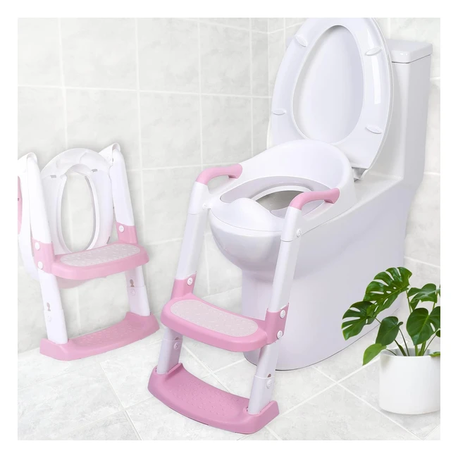 Riduttore WC per Bambini Ronipic - Stabile e Antiscivolo - Scaletta con Due Gradini - Adatto a Bambini 12-48 Mesi
