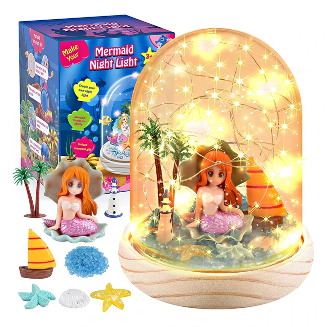 Mermaid Night Light for Kids - Portable and Unplugged with Safe Accessories and 