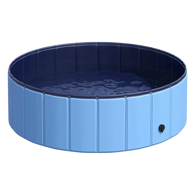 PawHut Piscine pour Chien Pliable Antiglissant - Diamètre 100cm Hauteur 30cm Bleu