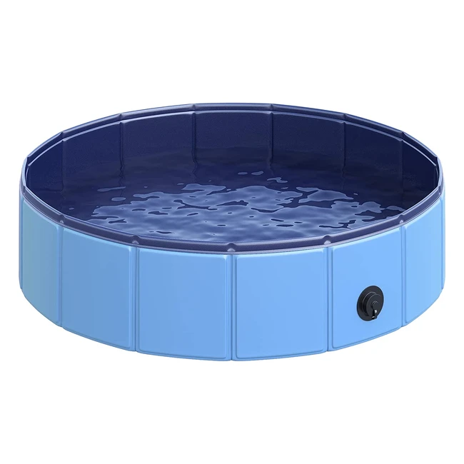 PawHut Piscine pour Chien PVC Pliable Antiglissant - Diamètre 80cm, Hauteur 20cm - Bleu