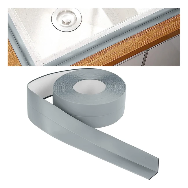 Rodapie autoadhesivo flexible Flintronic 10m x 38mm PVC gris para cocina y baño