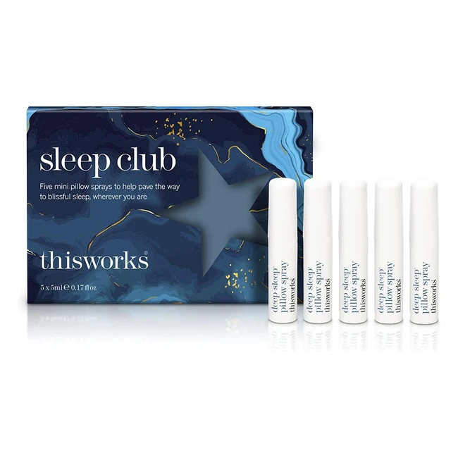 This Works Sleep Club Gift Set - Deep Sleep Pillow Spray with Lavender, Chamomile, and Vetivert - 5 x 5ml Mini Sleep Spray for Travel