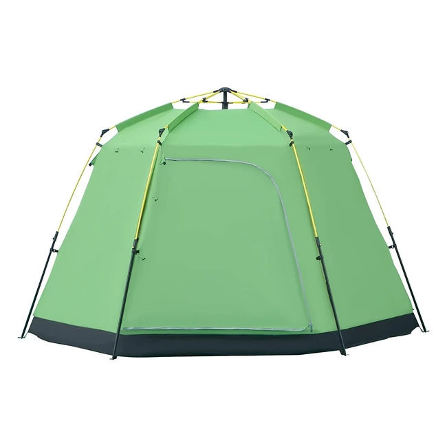 Outsunny Campingzelt 6 Personen Familienzelt Dome Zelt PU2000 mm einfach aufzubauen für Trekking Festival Stahl Fiberglas grün 320 x 320 x 180 cm