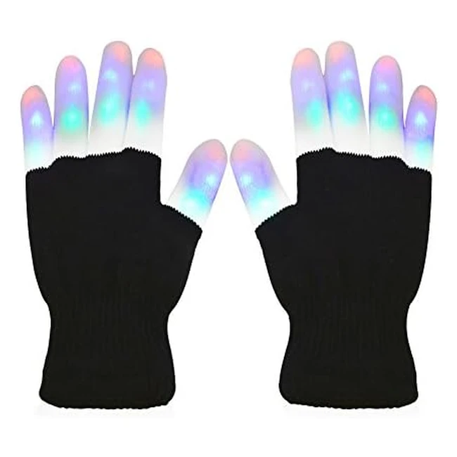 Vicloon LED Flashing Rave Gloves - Multi-Mode Colorful Finger Lights for Zoom, Themed Nights, Festivals, and More
