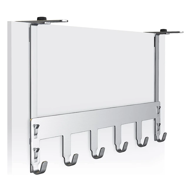 Perchero de puerta Luxear con 6 ganchos de acero inoxidable ajustable para dormitorio, baño, armarios y cocina
