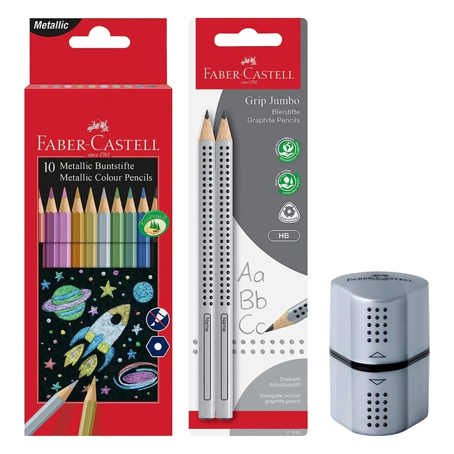 Fabercastell School Set 205028 - Metallic Colouring Pencils Sharpener  2 Jumbo