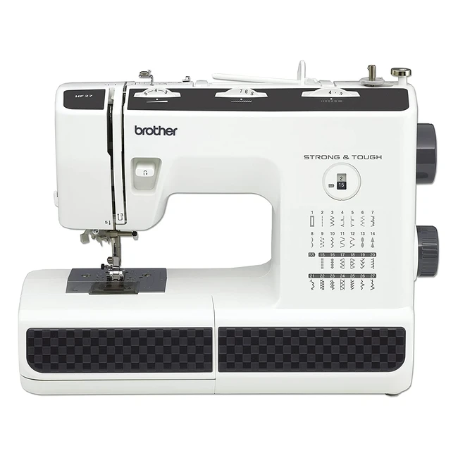 Brother HF27 Heavy Duty Sewing Machine - 27 Stitches, Metal Chassis, J Foot, Non-Stick Foot
