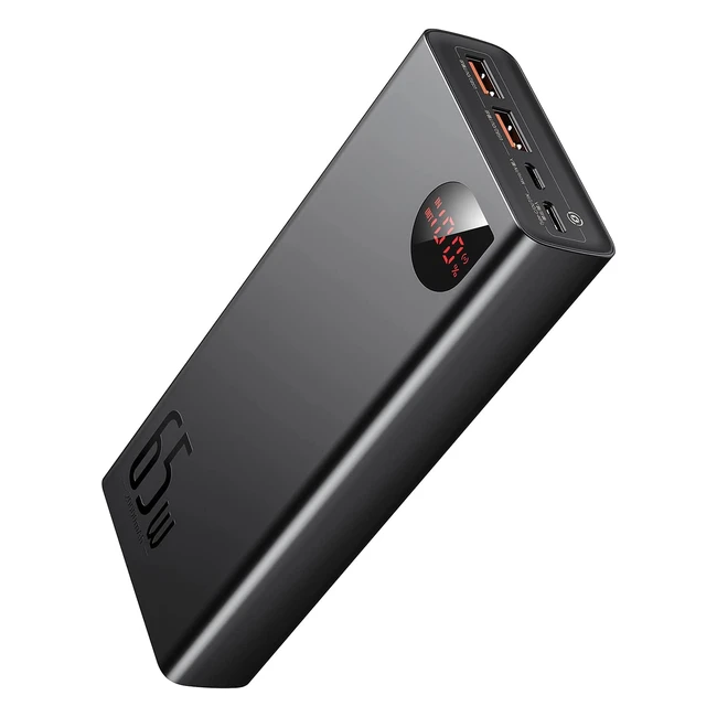 Baseus Powerbank 20000mAh PD 65W QC 4.0 Schnellladung USB-C Externer Akku für iPhone 12 11 Pro Max XS XR S21 S20 MacBook iPad Air Pro etc. Schwarz