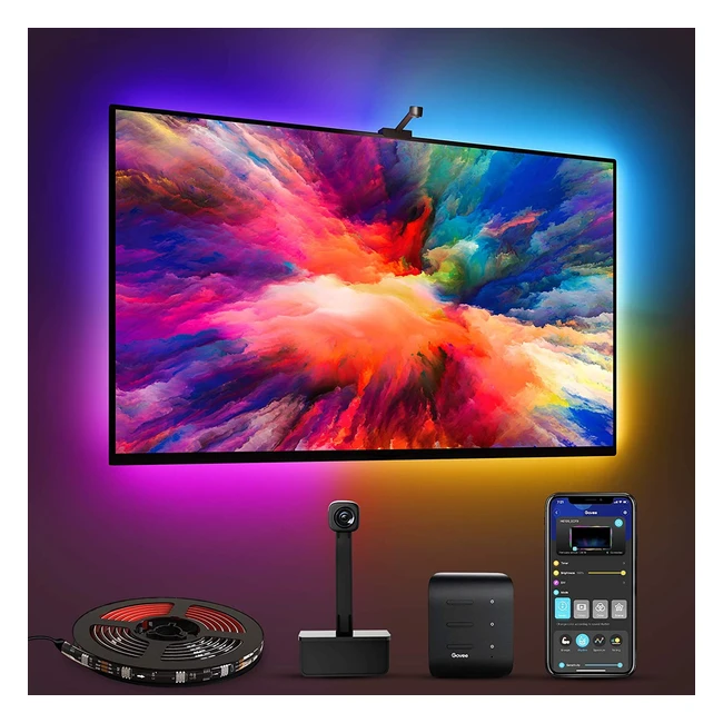 Govee Dreamview T1 TV LED Hintergrundbeleuchtung mit Kamera für 55-65 Zoll TV und PC - RGBIC LED Strip kompatibel mit Alexa und Google Assistant - Appsteuerung