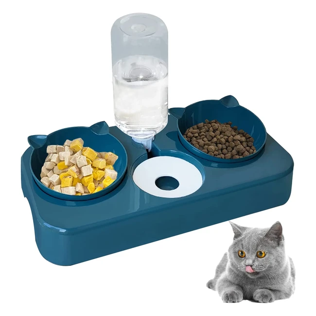 Bol Automatique pour Chat Inclinable avec Distributeur d'Eau - Conception Unique 3 en 1