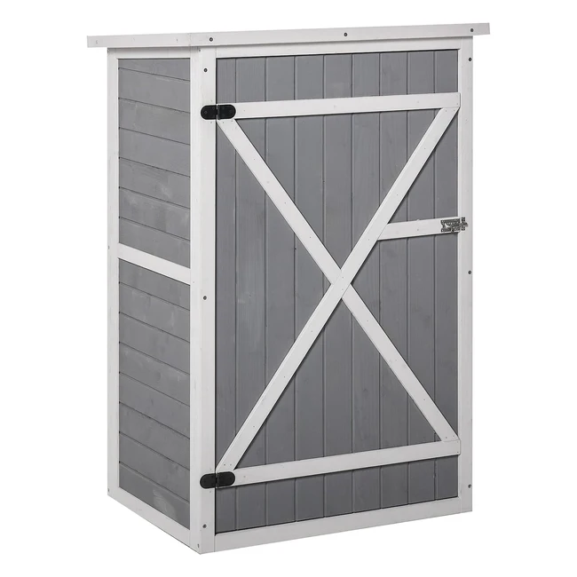 Outsunny Gartenhaus Gertehaus mit Regalbden, Tanne Schwarzgrauwei, 75x56x115cm