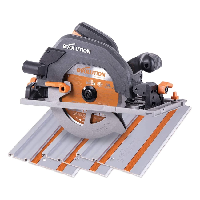 Evolution R185CCSX Multimaterial Circular Saw & Track Pack - Cuts Steel, Aluminium, Wood & More - 1600W - 185mm