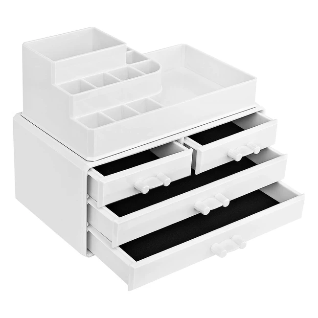 Organizador de Maquillaje Songmics con 4 Cajones y 11 Compartimentos - Blanco JKA001WT