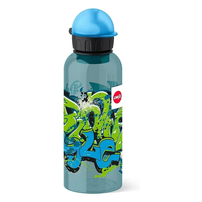 Emsa Kindertrinkflasche 600 ml mit Sicherheitsverschluss und Graffiti-Design