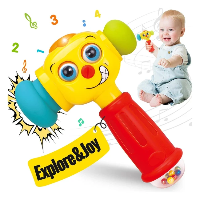 Hola Baby Musical Hammer Rattle Toy for 1-3 Year Olds - Fun and Educational Toddler Toy