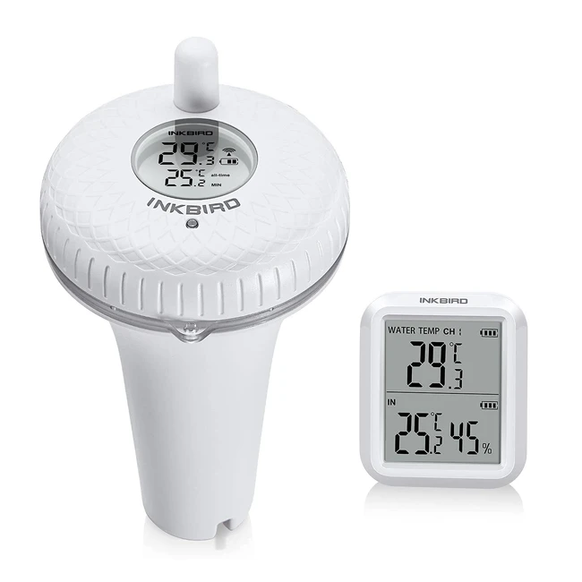 Thermomètre flottant sans fil Inkbird pour piscine avec écran LCD et récepteur numérique intérieur/extérieur pour aquariums et poissons - Plage de mesure de la température de 40 à 70°C