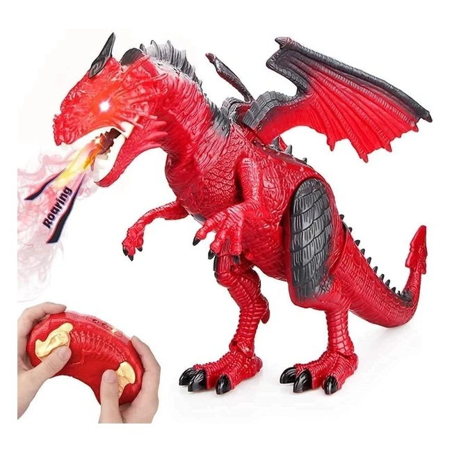 Juguete RC Dinosaurio Baztoy con Rugido, Movimiento y Luz - Ideal para Niños y Niñas de 3 a 12 años - Regalo Educativo y Divertido