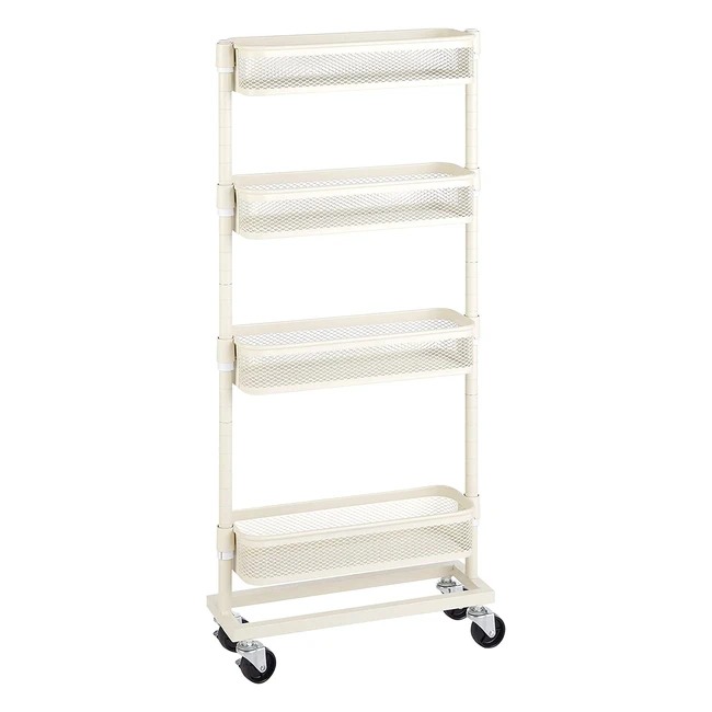 Carrello Salvaspazio Songmics BSC065W01 - 4 Cesti Metallici - Facile Assemblaggio - Ideale per Bagno e Cucina