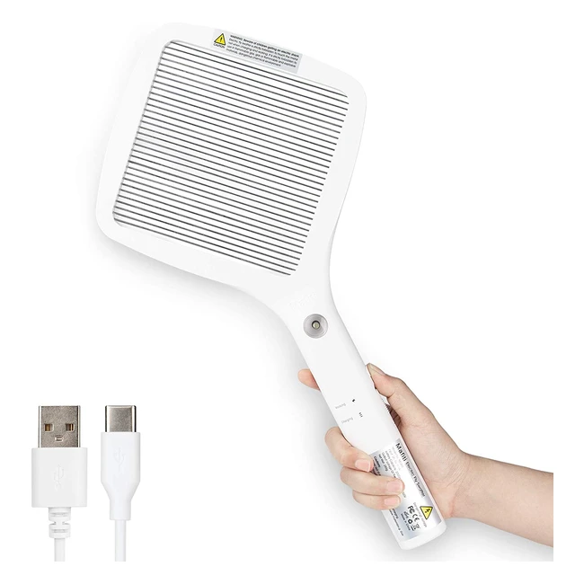 Raqueta Mata Mosquitos Eléctrica Mafiti MS400 - 3000V USB LED Blanca