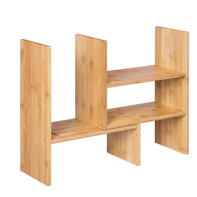 Songmics Bambus Tischregal - Platzsparendes DIY-Tischregal mit 3 Ebenen für Büro, Küche und Bad (OFS45NL)