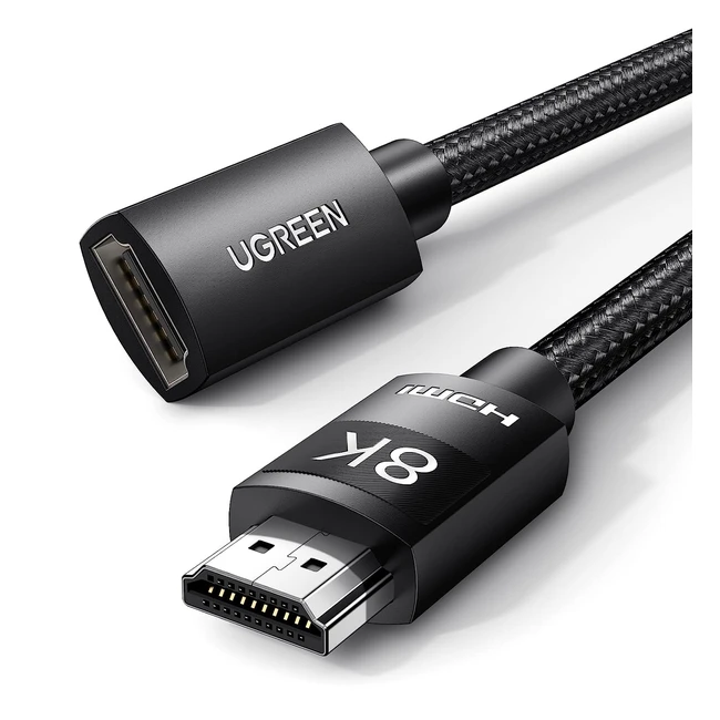 Ugreen HDMI 2.1 Verlängerungskabel 4K 120Hz 8K 60Hz mit Ethernet, UHD eARC, Dynamic HDR 10, HDCP 2.3, 0,5m