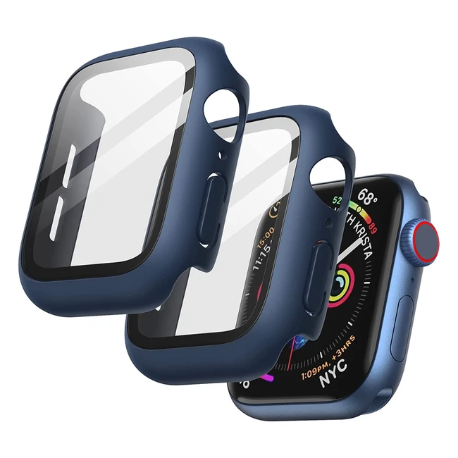 Coque Jetech pour Apple Watch SE/2022/2020 Series 6/5/4 40mm, protection complète avec film en verre trempé intégré