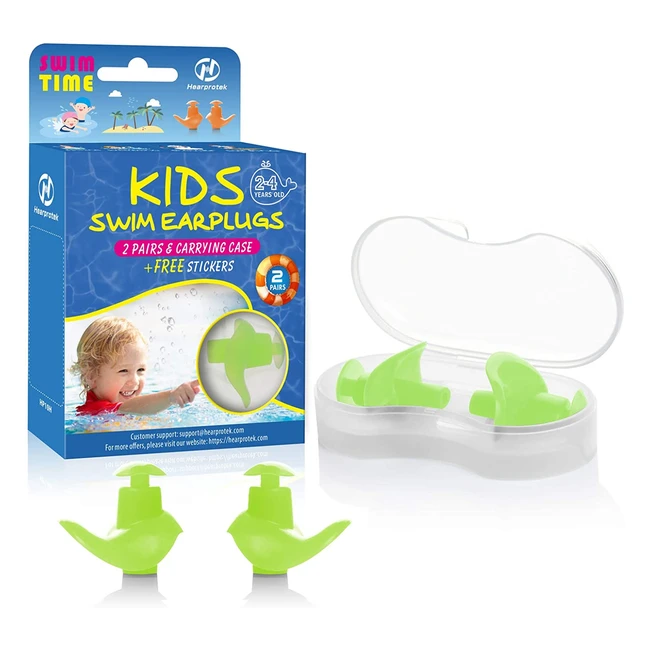 Tapones para los oídos Hearprotek para natación - 2 pares de tapones de silicona reutilizables e impermeables