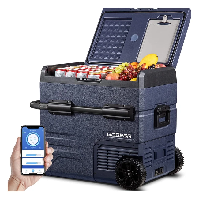 Nevera Portátil 55L, Doble Zona, Control de Aplicaciones WiFi, Bodega, para Hogar, Camping y Automóvil