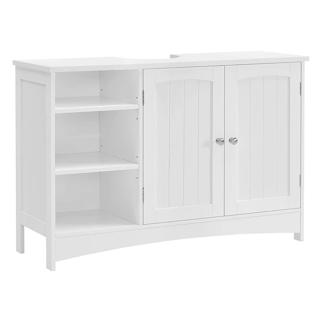 VASAGLE Waschbeckenunterschrank, Badezimmerschrank, 90x30x60cm, 2 Türen, offene Fächer, höhenverstellbare Ablagen, Weiß