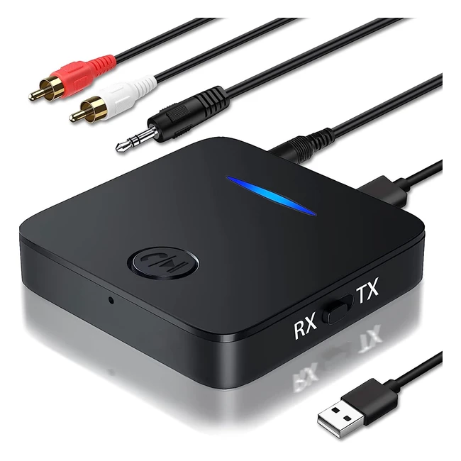 Adaptateur Bluetooth Amanka - Récepteur et émetteur 2-en-1 avec sortie stéréo jack 3,5 mm pour TV, PC, téléphone et home cinéma