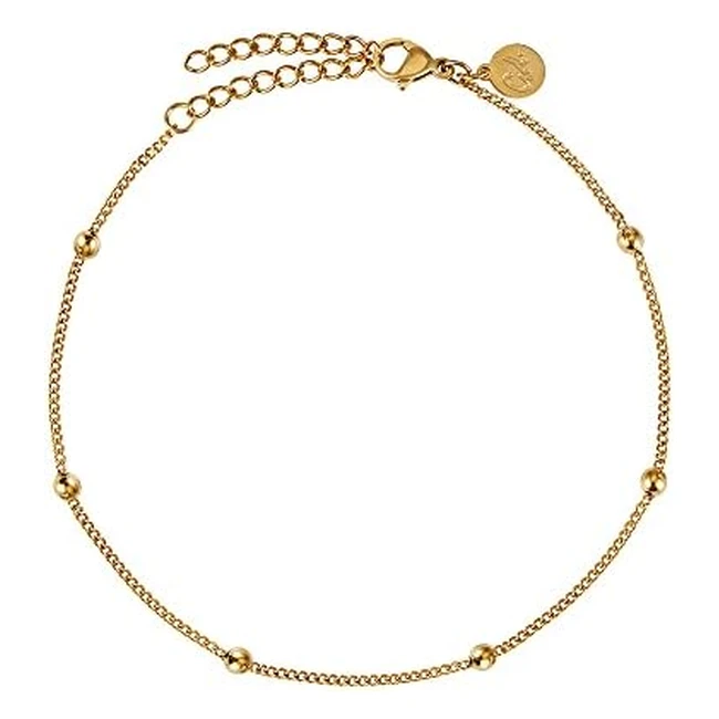 Wasserdichtes Fukettchen fr Damen mit Perlen-Dots  Edelstahl-Fuschmuck in