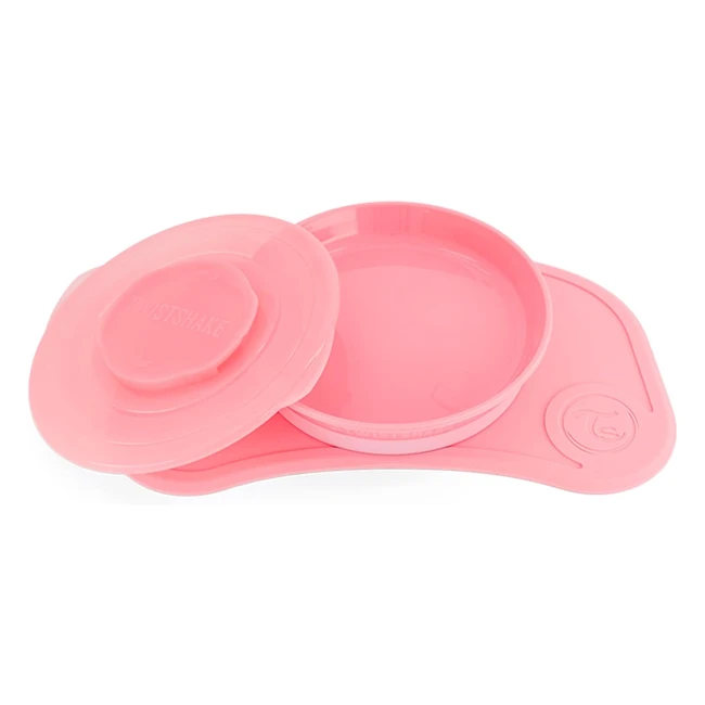 Twistshake Kinder-Teller mit Saugnapf, Click-Mat Mini Plus Baby-Teller auf Silikon, BPA-frei, rutschfest ab 6 Monaten, Pastellrosa 31 x 17 cm