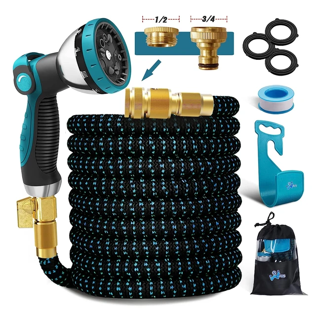 Upgraded Expandable Garden Hose 50ft - Lightweight, Flexible, Anti-Kink, Durable - 10 Function Spray Nozzle Included