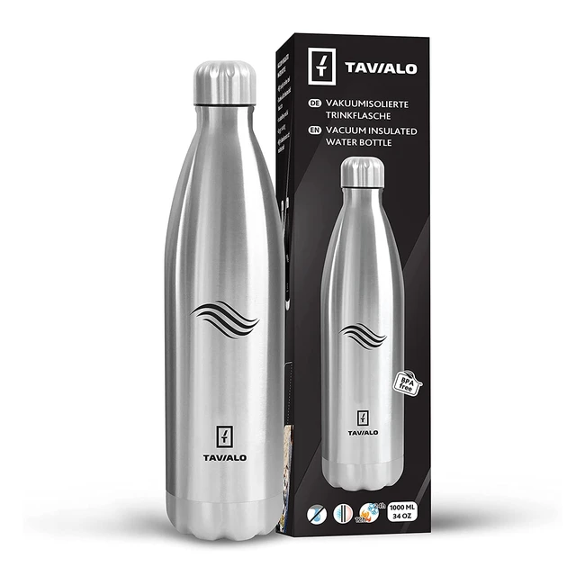 Bouteille isotherme Tavialo 1000ml - Acier inoxydable double paroi, sans BPA, pour boissons chaudes et froides