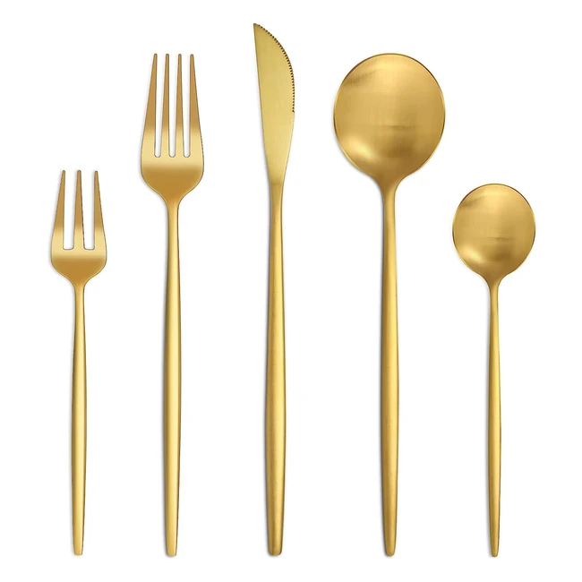 Set de couverts pour 6 personnes en acier inoxydable dor mat - 30 pices de qualit suprieure