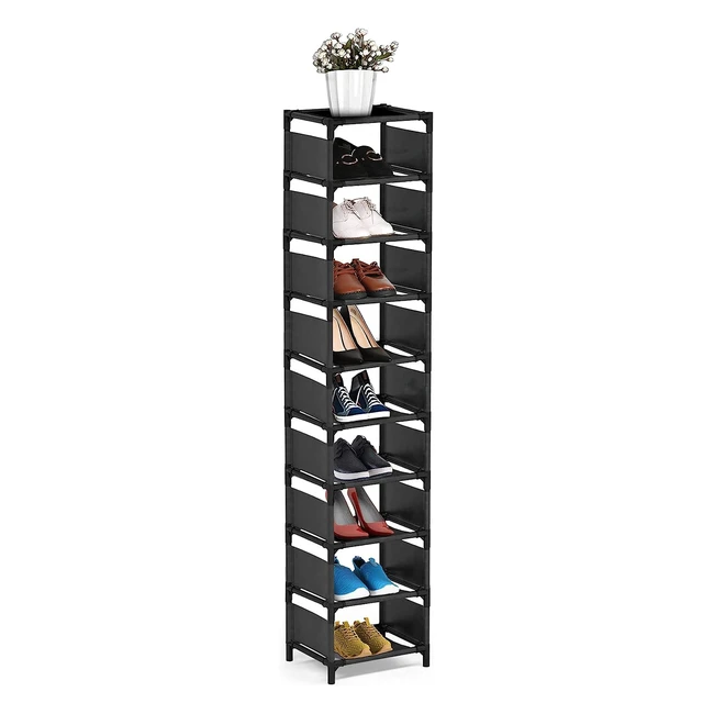 iSightguard 10 Tier Vertical Shoe Rack for Small Spaces - Space Saving Shoe Orga