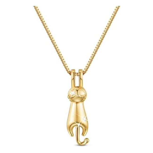 Collar de plata 925 con colgante de gato ajustable - Shegrace